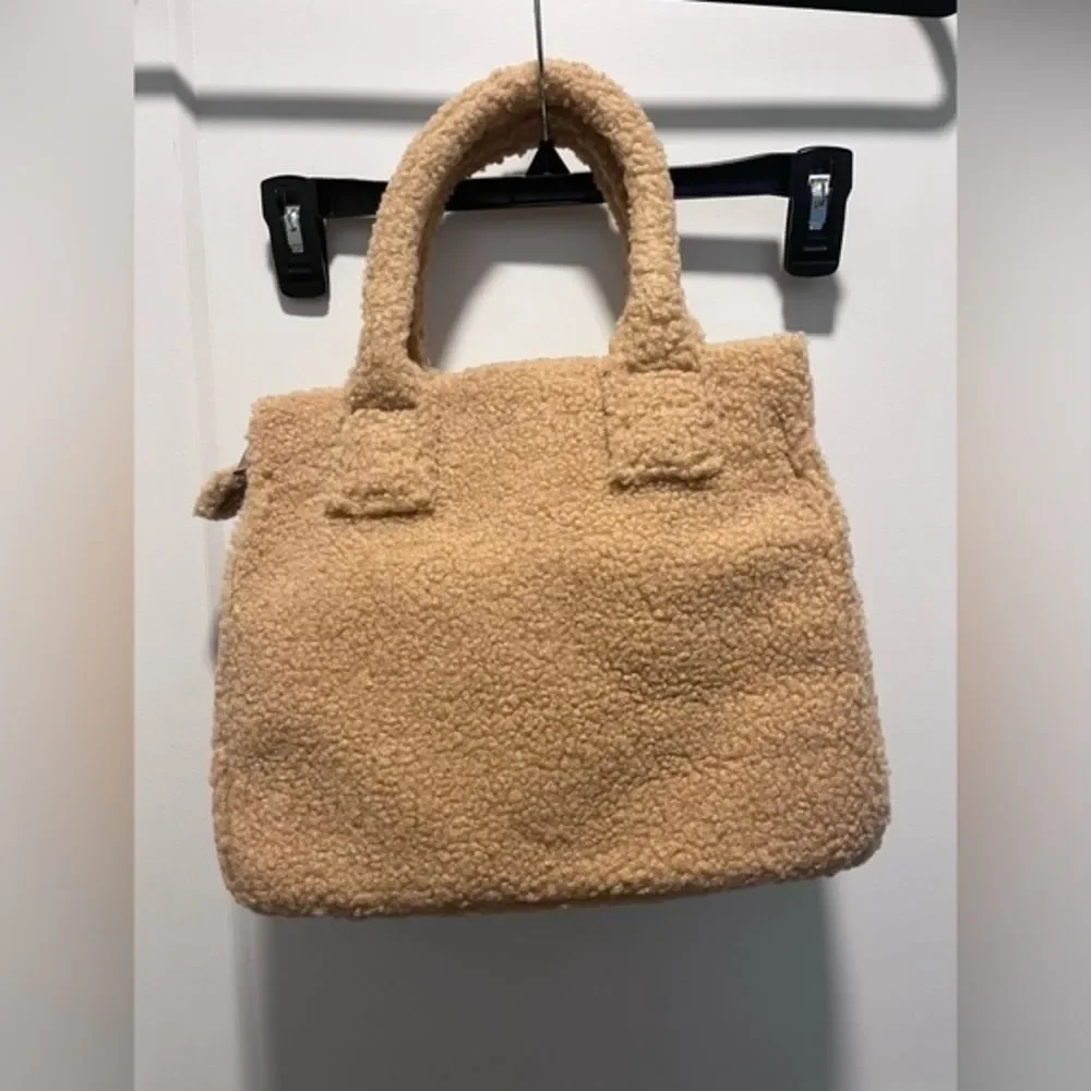 J Crew Women's Sherpa‎ Structured Tote Bag Party Tan $99